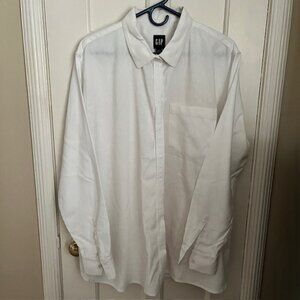 GAP WHITE LINEN WOMEN'S OVERSIZED SHIRT, XXL, NEUTRAL, LS, LIKE NEW
